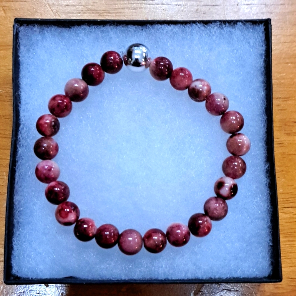 Burgundy & Red Jade Stone Bracelet